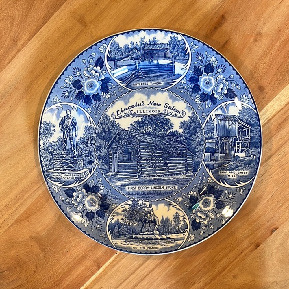 Lincoln’s New Salem Staffordshire Ware decorative plate - 10”